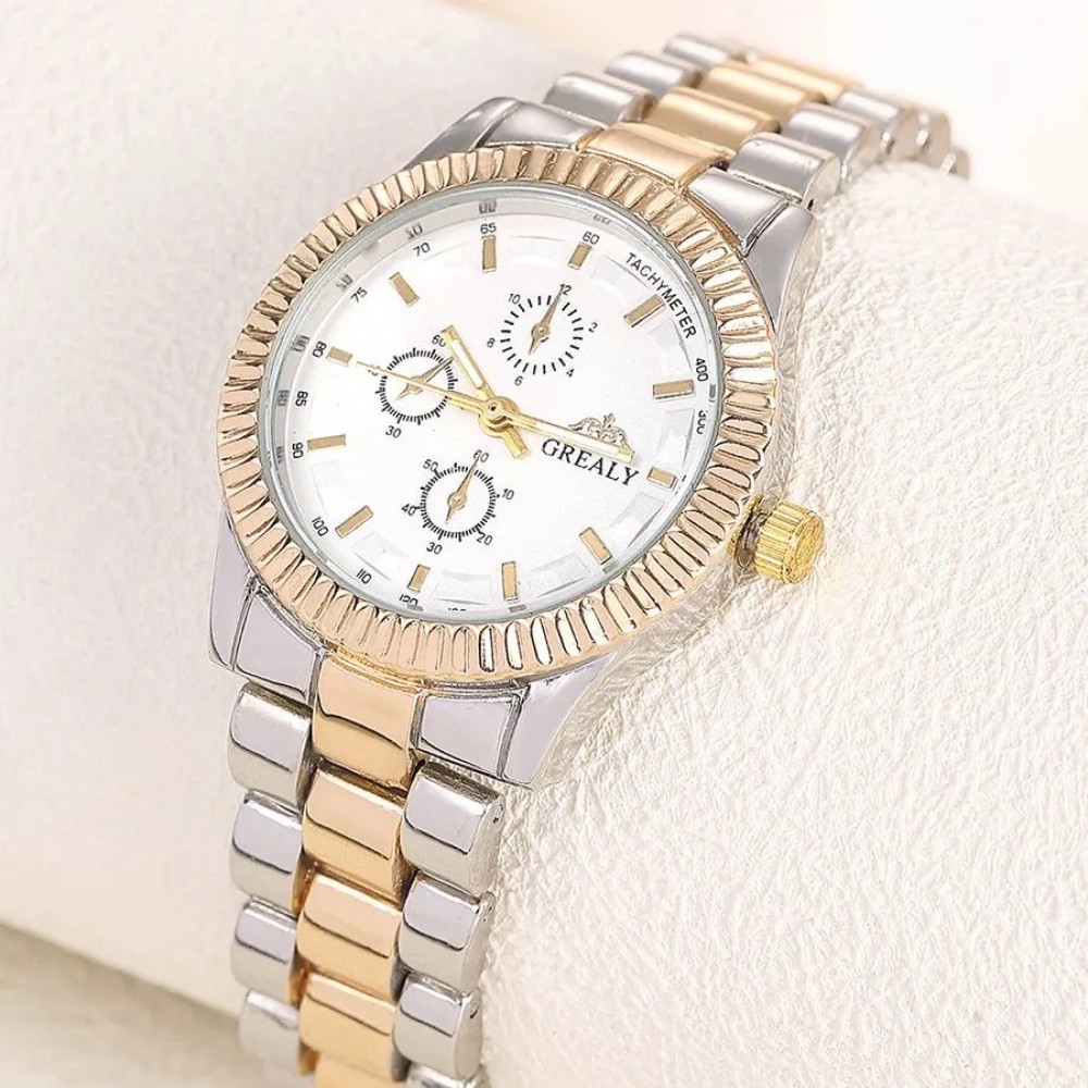 CHARLIE ACE / SILVER AND GOLD レゲエ Ceas dama bicolor argintiu si auriu din bratara metalica -